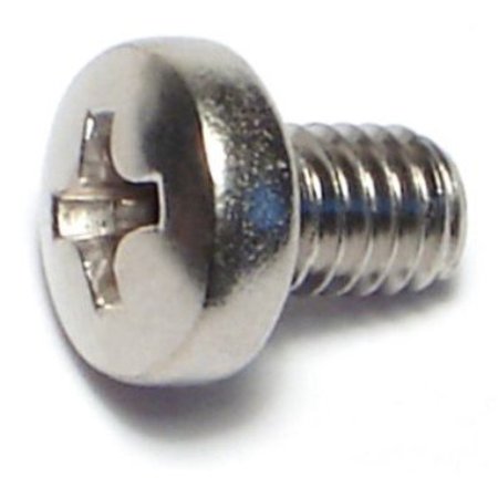 MIDWEST FASTENER M4-0.70 x 6 mm Phillips Pan Machine Screw, Plain Stainless Steel, 100 PK 55052